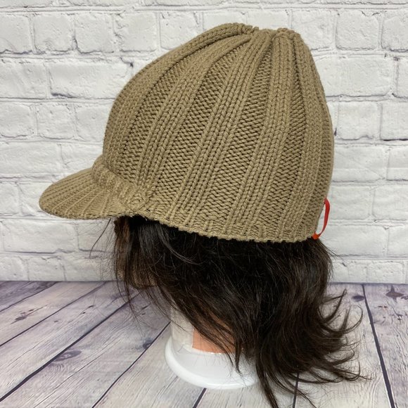 Esprit Accessories Women Beanie with Visor Brown Knit Hat Cap Toque Bill Ladies - Picture 2 of 7